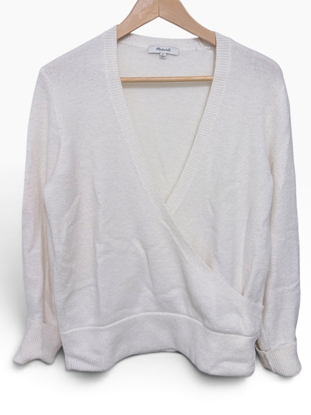 Madewell Faux Wrap Sweater Antique Cream sz Medium
